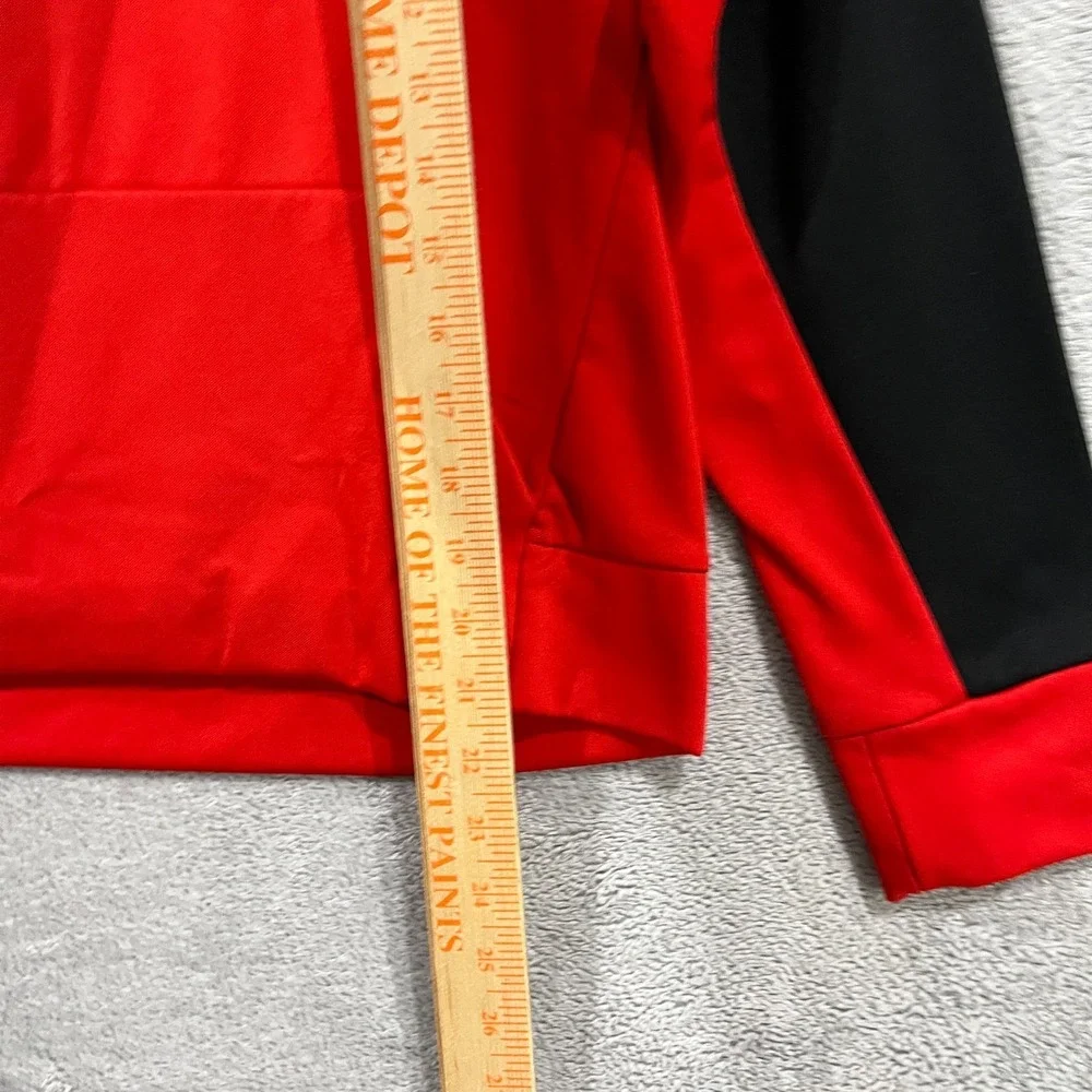 Nike Dri Fit Therma Hoodie Boys L Red Black‎ Swoosh Logo Fleece Kangaroo Pocket